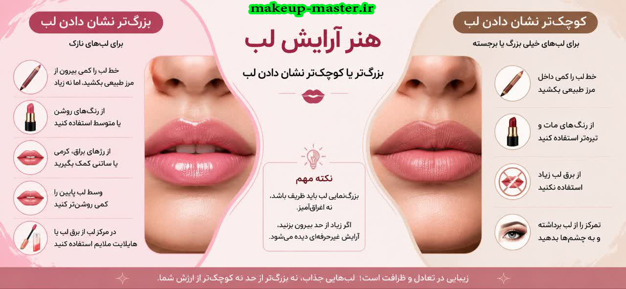 چگونه لب را بزرگ‌تر یا کوچک‌تر نشان دهیم؟